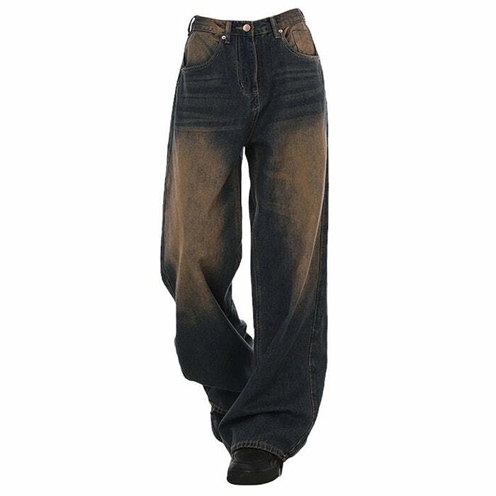 90's Kids Jeans in Washed Brown - Iconic Y2K Fashion Outfit for Fall