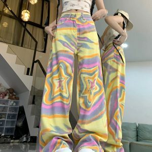 90s Star Print Trousers - Y2K Vintage Fashion, Cute 2000s Outfits