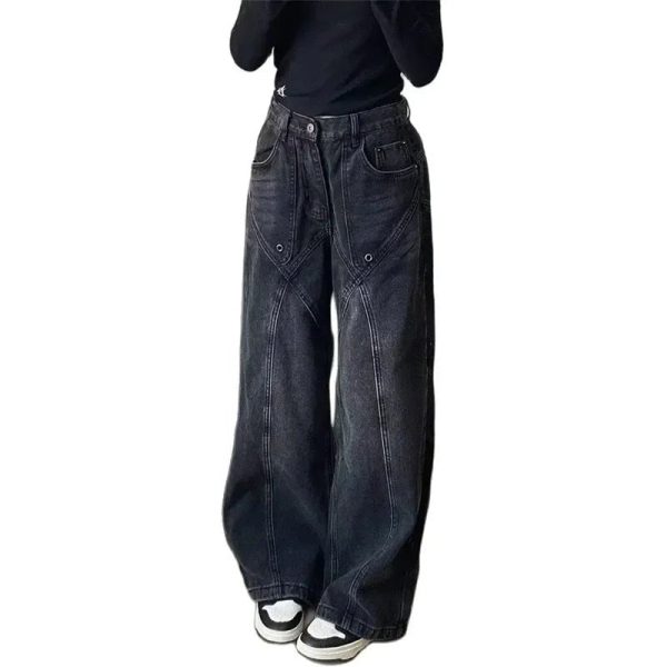 90s Vintage Stitch Wide-Leg Jeans - Iconic Y2K Fashion Outfit for Women