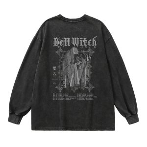 Bell Witch Gothic Long Sleeve Top - Y2K Fashion Outfit for 2000s Style