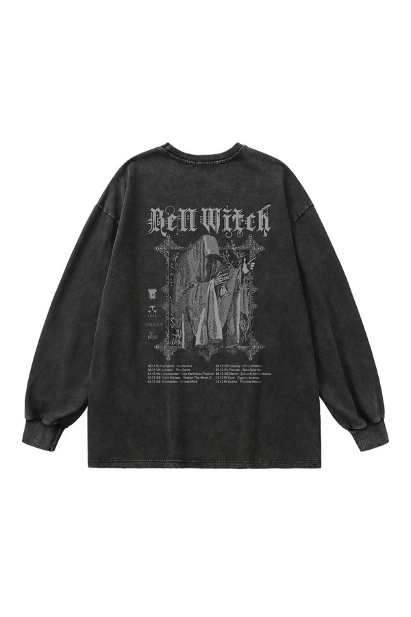 Bell Witch Gothic Long Sleeve Top - Y2K Fashion Outfit for 2000s Style