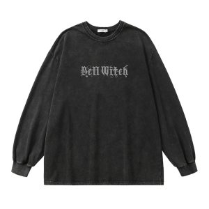 Bell Witch Gothic Long Sleeve Top - Y2K Fashion Outfit for 2000s Style