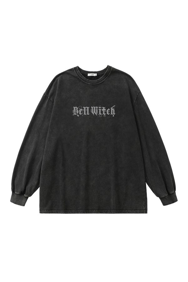 Bell Witch Gothic Long Sleeve Top - Y2K Fashion Outfit for 2000s Style