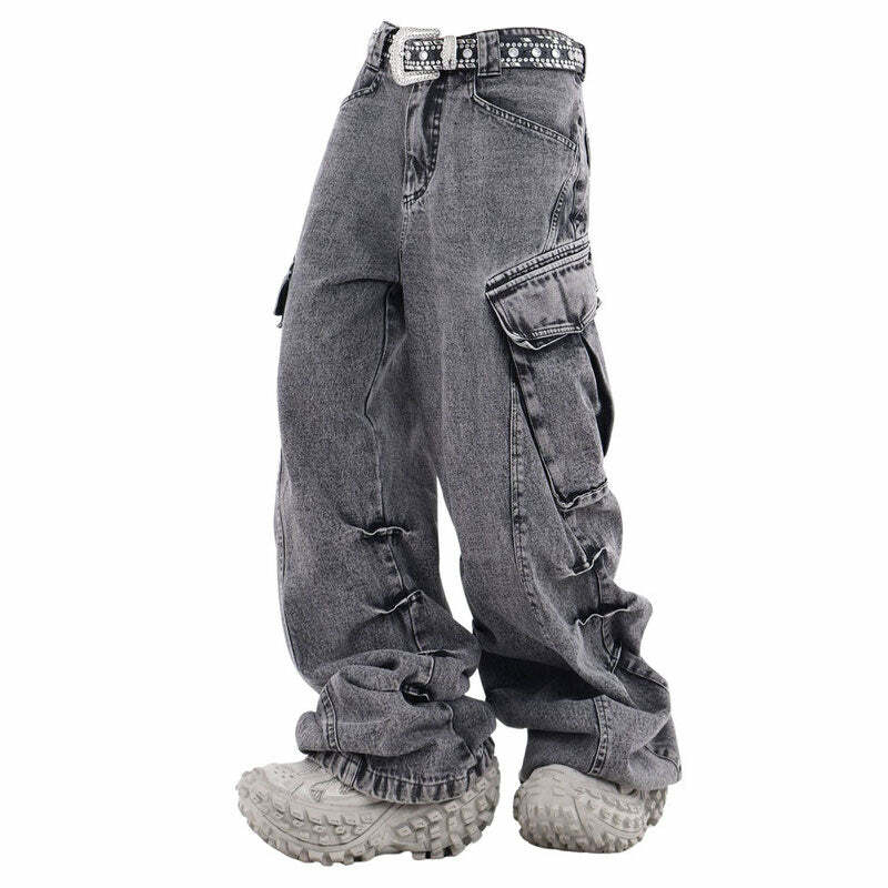 Big Ideas Wide Leg Cargo Jeans - Iconic Y2K Fashion Outfit for Fall