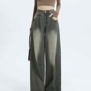 Black Washed Out Jeans - Iconic Y2K Fashion Outfit for Trendy Women