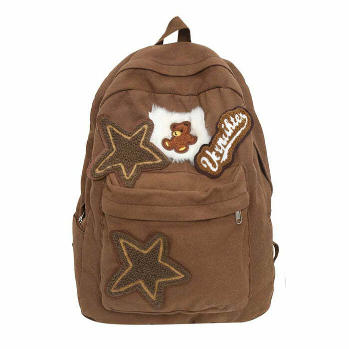 Brown Bear Star Backpack - Y2K Fashion, 2000s Aesthetic, Trendy Outfits