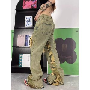 Camo Patchwork Distressed Jeans - Trendy Y2K Fashion Outfit for Women