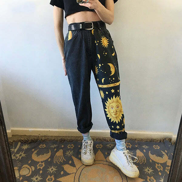 Celestial Magic Mom Jeans - Trendy 2000s Fashion Outfit for Y2K Style