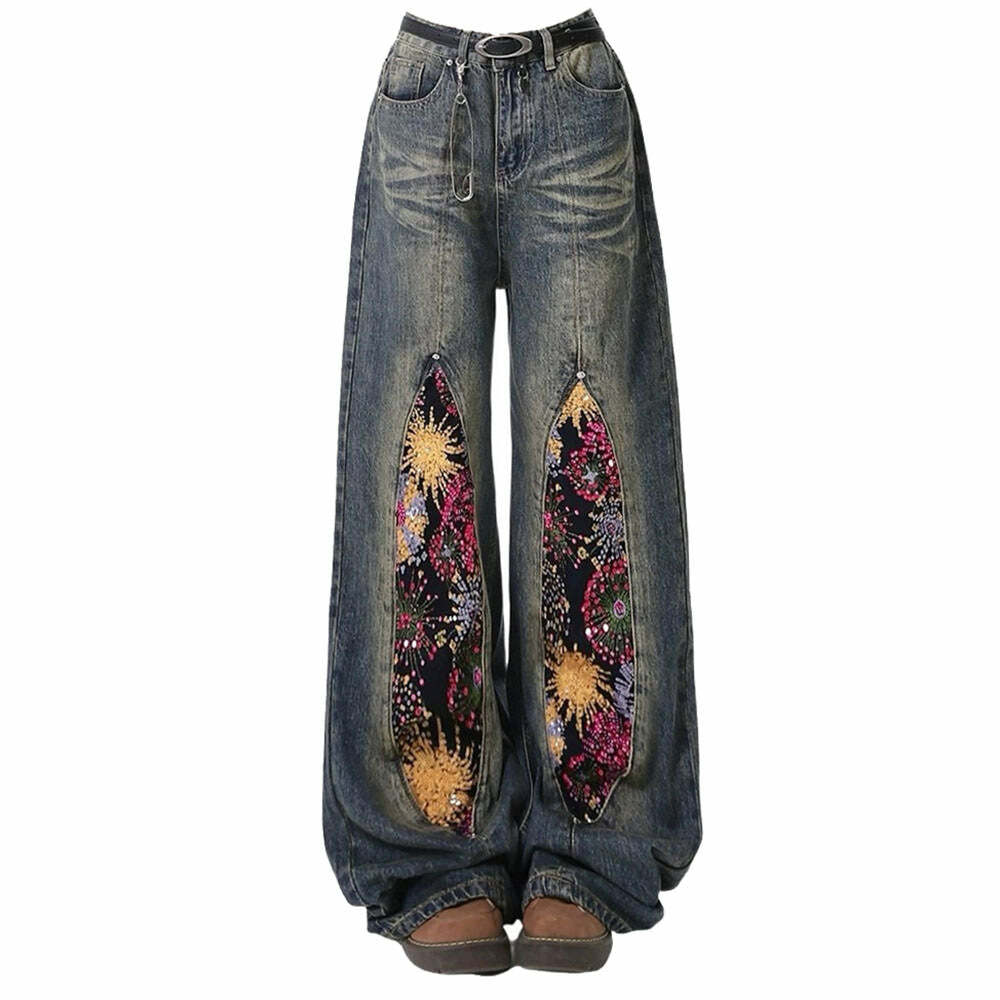 Celestial Magic Wide Leg Jeans - Iconic Y2K Fashion for Trendy Outfits