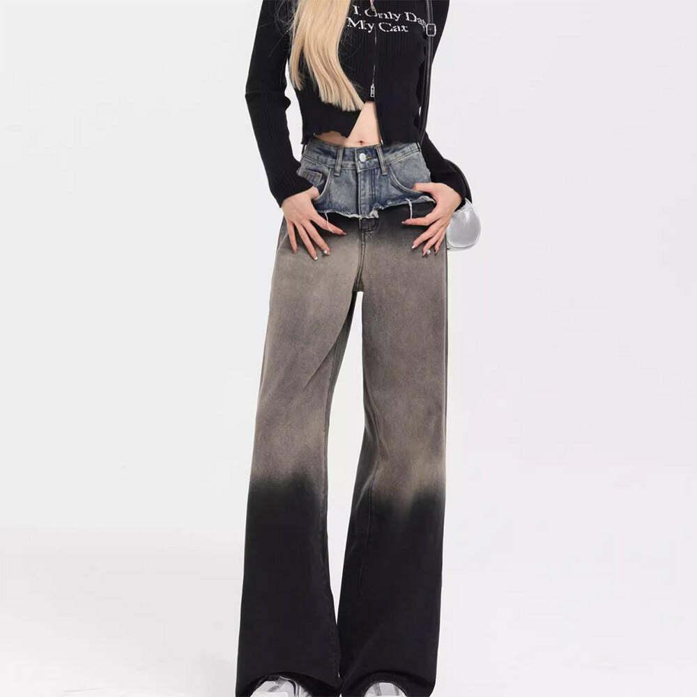 Control Freak Layered Baggy Jeans - Iconic Y2K Fashion Outfit for Fall