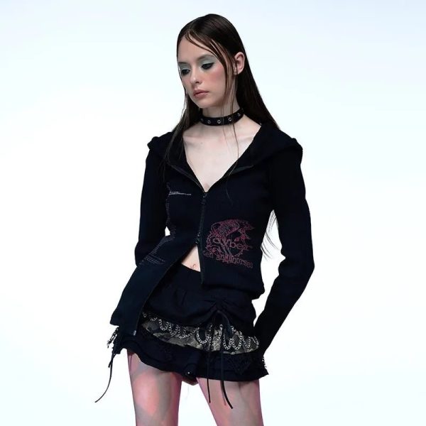 Cyber Enchantress Hoodie - Iconic Y2K Fashion Outfit for Fall 2000s Style