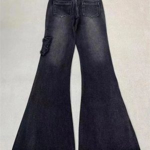 Dark Butterfly Flare Jeans - Iconic Y2K Fashion Outfit for Fall 2000s Style