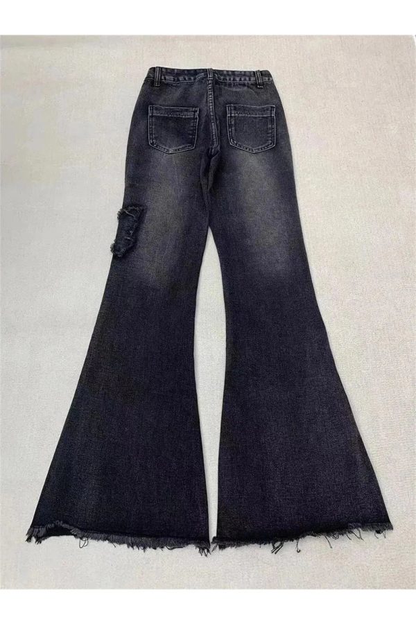 Dark Butterfly Flare Jeans - Iconic Y2K Fashion Outfit for Fall 2000s Style