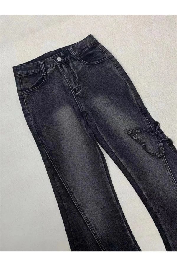 Dark Butterfly Flare Jeans - Iconic Y2K Fashion Outfit for Fall 2000s Style