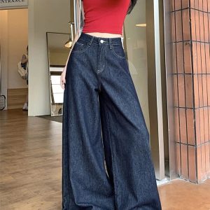 Dark Wash Wide-Leg Denim Jeans - Cute 2000s Outfits & Y2K Fashion