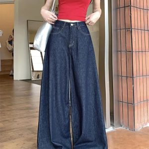 Dark Wash Wide-Leg Denim Jeans - Cute 2000s Outfits & Y2K Fashion