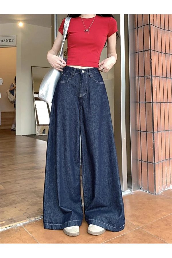 Dark Wash Wide-Leg Denim Jeans - Cute 2000s Outfits & Y2K Fashion