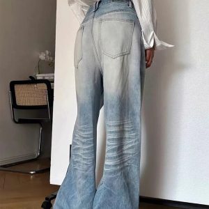 Distressed Light-Wash Wide-Leg Jeans for Cute 2000s Outfits & Y2K Fashion