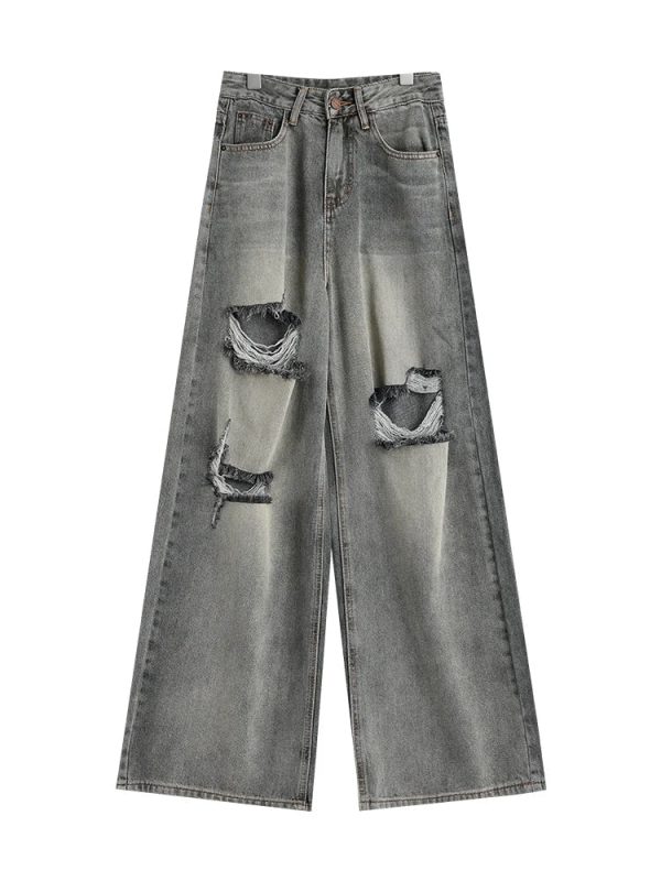 Distressed Oversized Baggy Jeans - Iconic Y2K Fashion Outfit for Fall