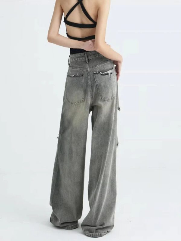 Distressed Oversized Baggy Jeans - Iconic Y2K Fashion Outfit for Fall