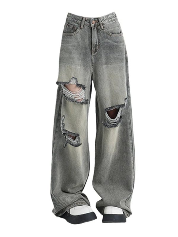 Distressed Oversized Baggy Jeans - Iconic Y2K Fashion Outfit for Fall