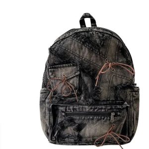 Distressed Vintage Denim Backpack - Y2K Fashion, 2000s Style Essential