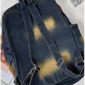 Distressed Vintage Denim Backpack - Y2K Fashion, 2000s Style Essential