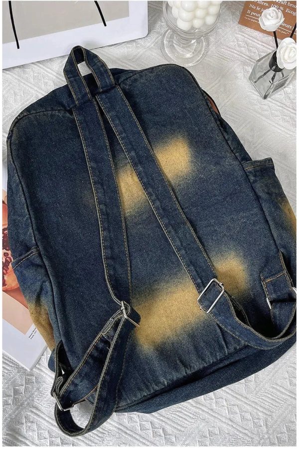 Distressed Vintage Denim Backpack - Y2K Fashion, 2000s Style Essential