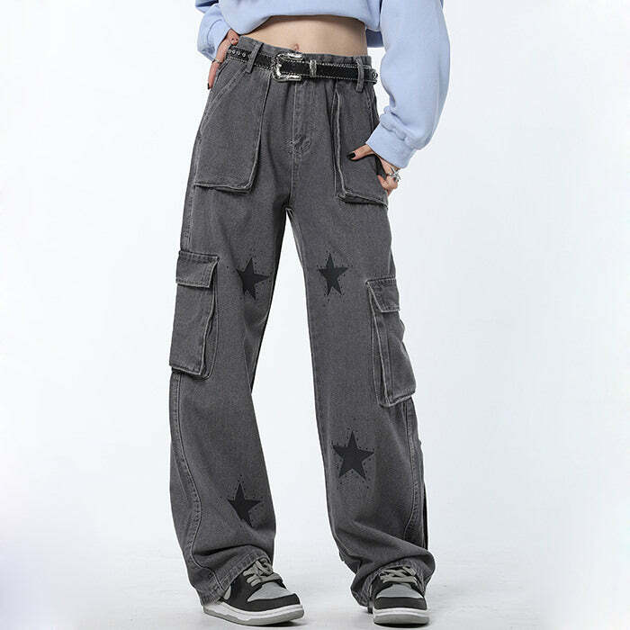 Downtown Girl Star Baggy Jeans - Iconic Y2K Fashion Outfit for Women