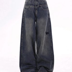 Extreme Wide-Leg Baggy Jeans - Iconic Y2K Fashion Outfits for Fall 2000s