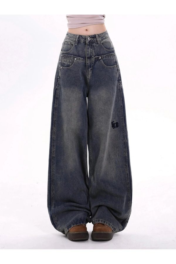 Extreme Wide-Leg Baggy Jeans - Iconic Y2K Fashion Outfits for Fall 2000s