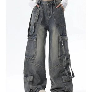 Extreme Wide-Leg Cargo Jeans - Iconic Y2K Fashion Outfit for Fall 2000s