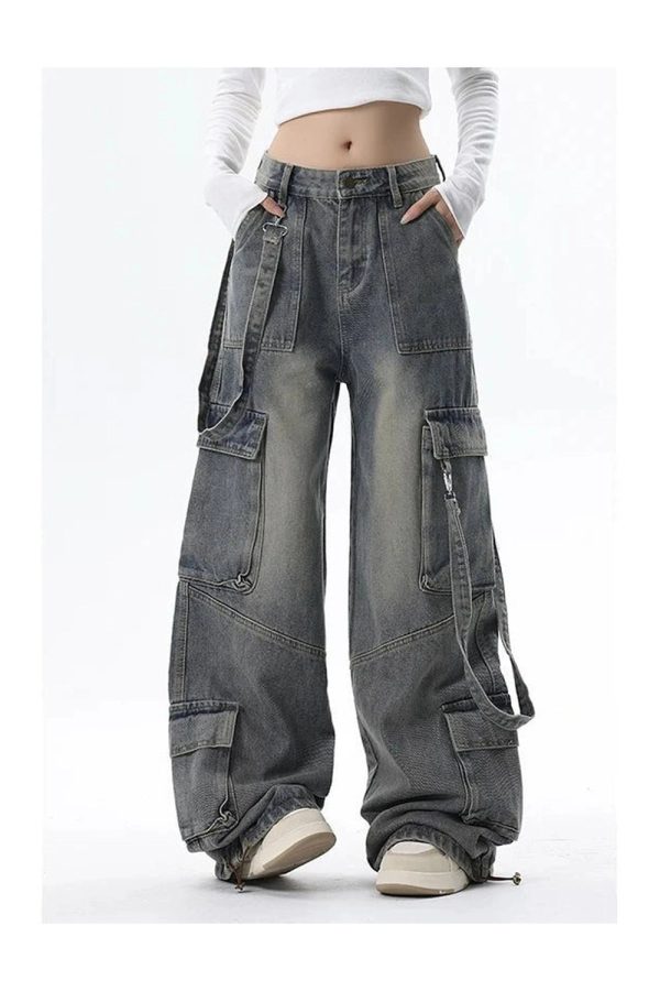 Extreme Wide-Leg Cargo Jeans - Iconic Y2K Fashion Outfit for Fall 2000s