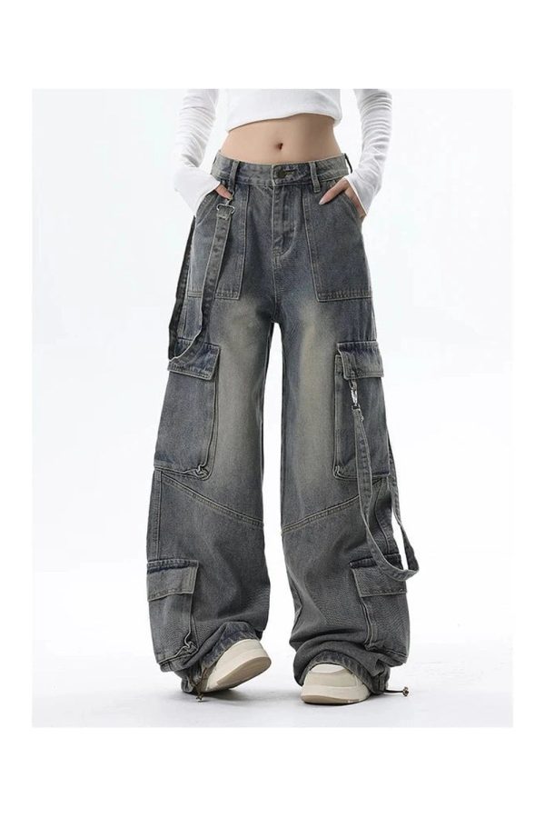 Extreme Wide-Leg Cargo Jeans - Iconic Y2K Fashion Outfit for Fall 2000s