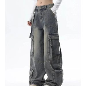 Extreme Wide-Leg Cargo Jeans - Iconic Y2K Fashion Outfit for Fall 2000s