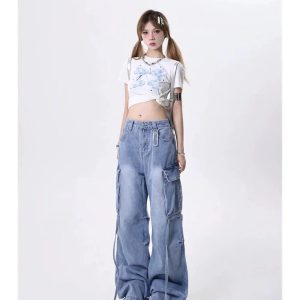 Extreme Wide-Leg Cargo Jeans - Iconic Y2K Fashion Outfit for Fall 2000s