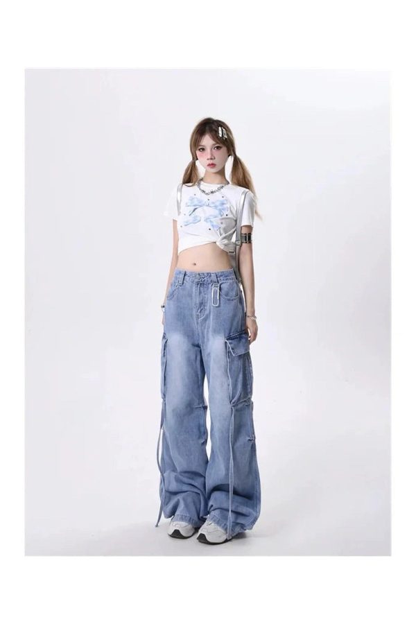 Extreme Wide-Leg Cargo Jeans - Iconic Y2K Fashion Outfit for Fall 2000s