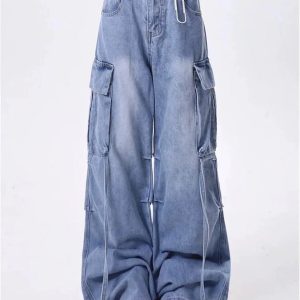 Extreme Wide-Leg Cargo Jeans - Iconic Y2K Fashion Outfit for Fall 2000s