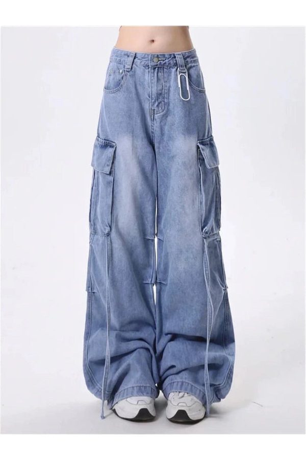 Extreme Wide-Leg Cargo Jeans - Iconic Y2K Fashion Outfit for Fall 2000s