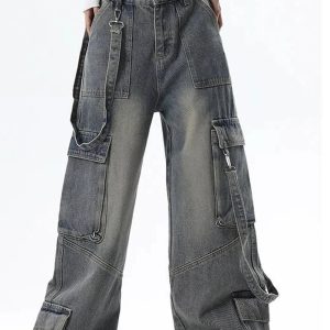 Extreme Wide-Leg Cargo Jeans - Iconic Y2K Fashion Outfit for Fall 2000s