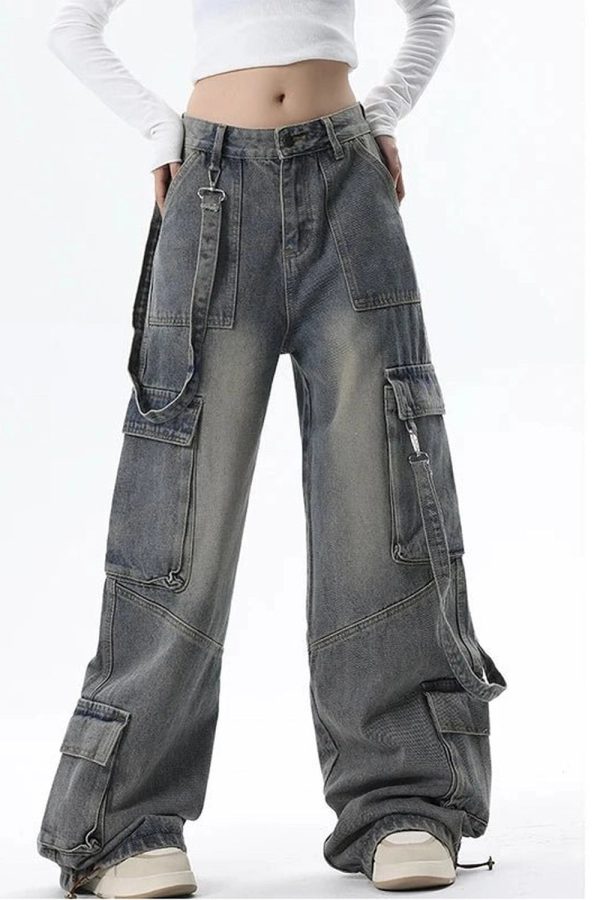 Extreme Wide-Leg Cargo Jeans - Iconic Y2K Fashion Outfit for Fall 2000s