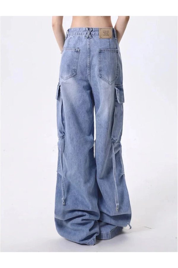 Extreme Wide-Leg Cargo Jeans - Iconic Y2K Fashion Outfit for Fall 2000s