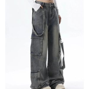 Extreme Wide-Leg Cargo Jeans - Iconic Y2K Fashion Outfit for Fall 2000s