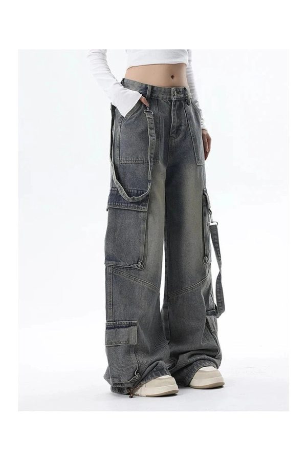 Extreme Wide-Leg Cargo Jeans - Iconic Y2K Fashion Outfit for Fall 2000s