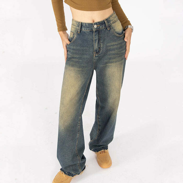 Fairy Grunge Baggy Jeans - Iconic Y2K Fashion Outfits for Trendy Looks