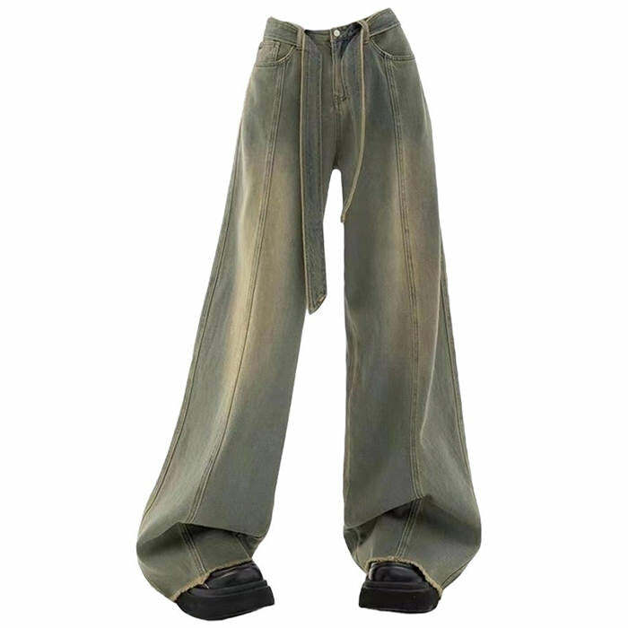 Fairy Grunge Washed Jeans - Trendy 2000s Fashion Outfit for Y2K Style