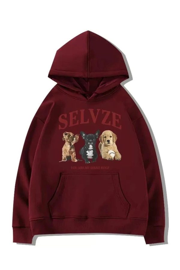 Fall Cute Puppy Graphic Hoodie - Y2K Fashion Outfit for 2000s Aesthetic