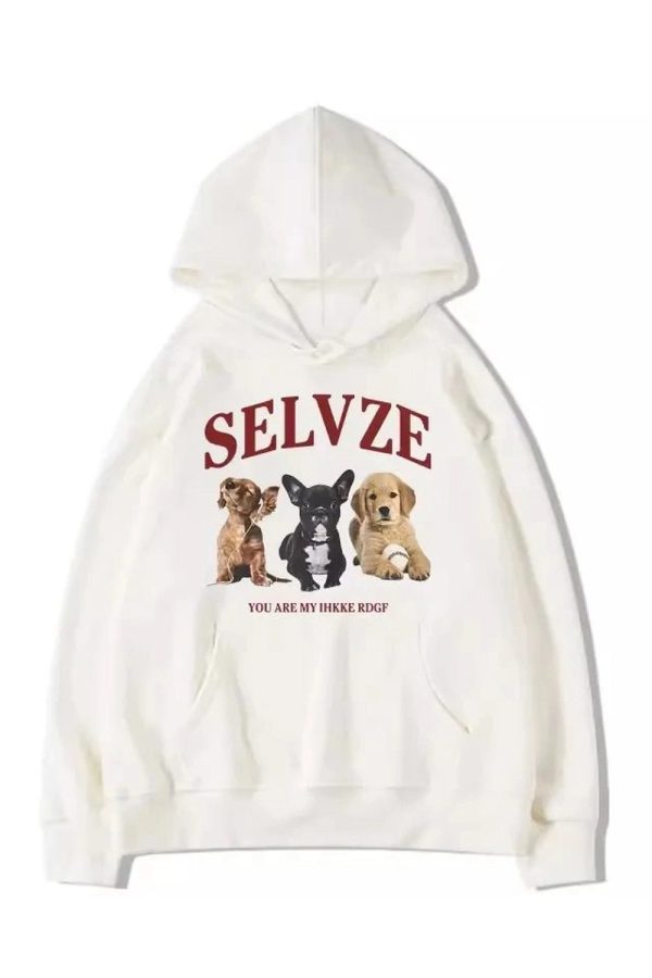 Fall Cute Puppy Graphic Hoodie - Y2K Fashion Outfit for 2000s Aesthetic