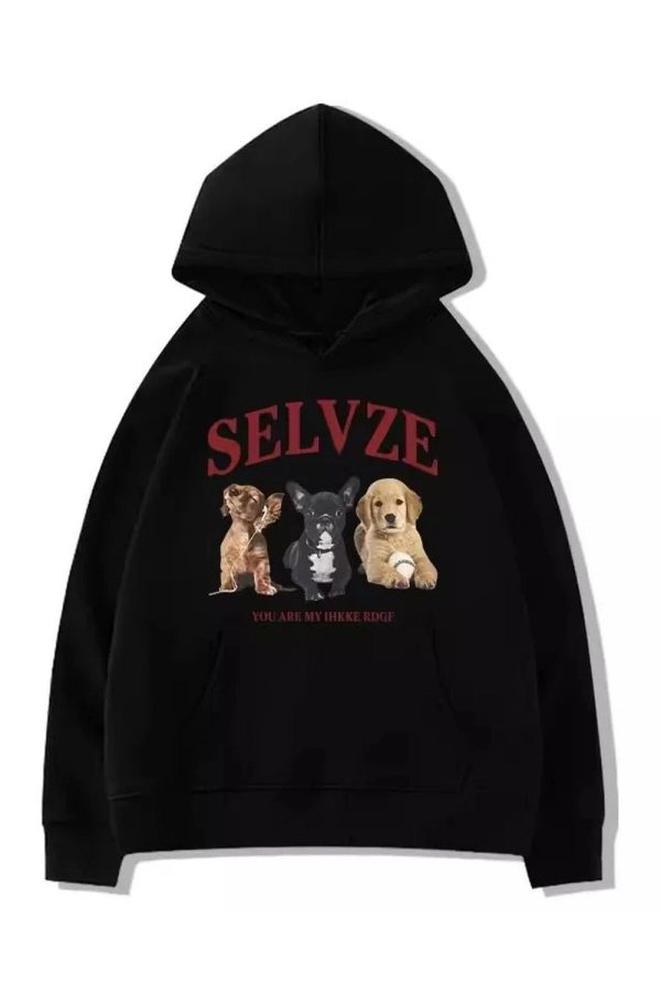 Fall Cute Puppy Graphic Hoodie - Y2K Fashion Outfit for 2000s Aesthetic