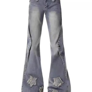 Fall Distressed Star Flare Jeans - Cute 2000s Outfits & Y2K Fashion